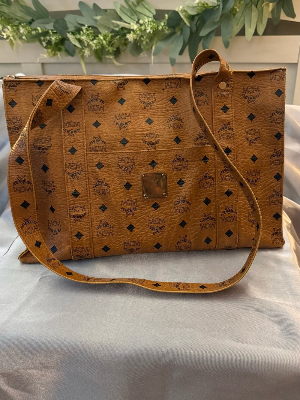 MCM Cognac Visetos Monogram Tote